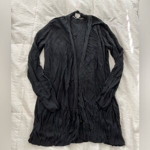 Black open front sweater